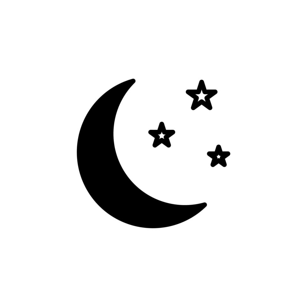 Moon, Night, Moonlight, Midnight Solid Line Icon Vector Illustration Logo Template. Suitable For Many Purposes.