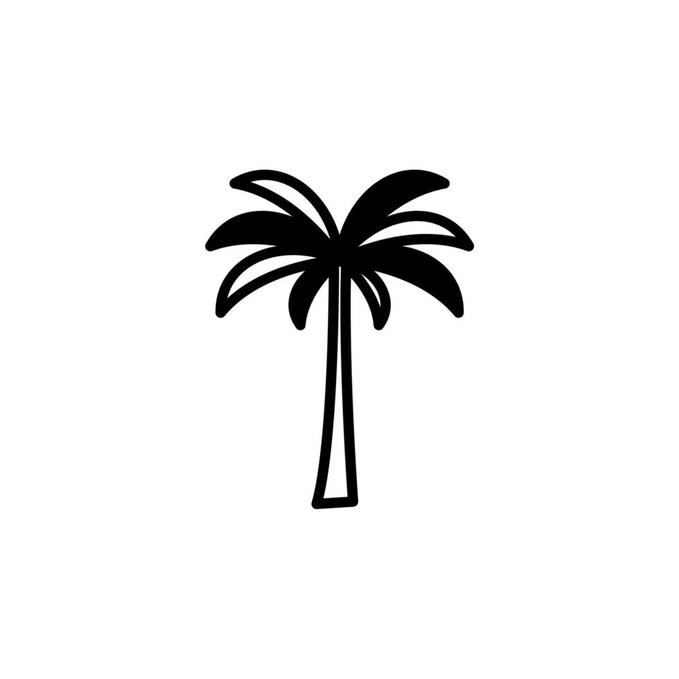 palma, coco, árbol, isla, playa línea sólida icono vector ilustración logotipo plantilla. adecuado para muchos propósitos.