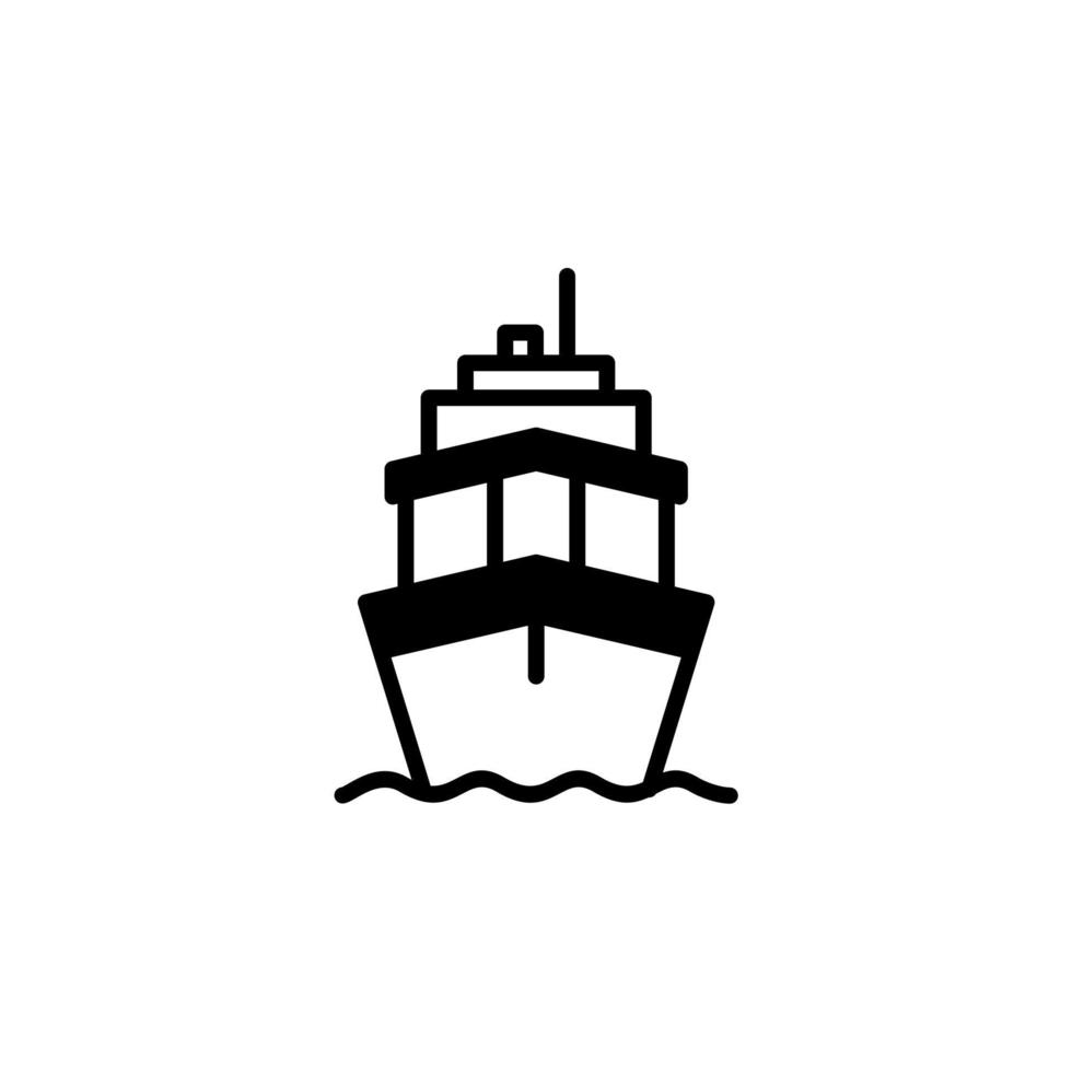 Ship, Boat, Sailboat Solid Line Icon Vector Illustration Logo Template. Suitable For Many Purposes.