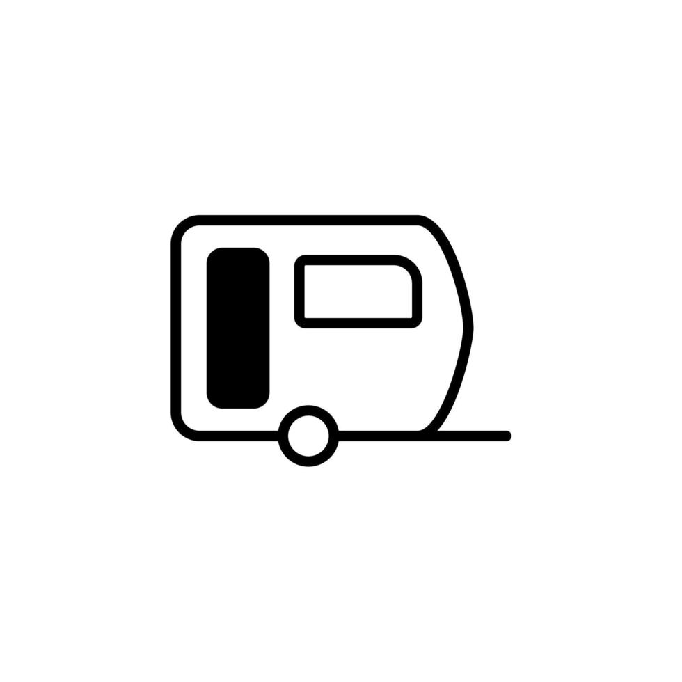 Caravan, Camper, Travel Solid Line Icon Vector Illustration Logo Template. Suitable For Many Purposes.