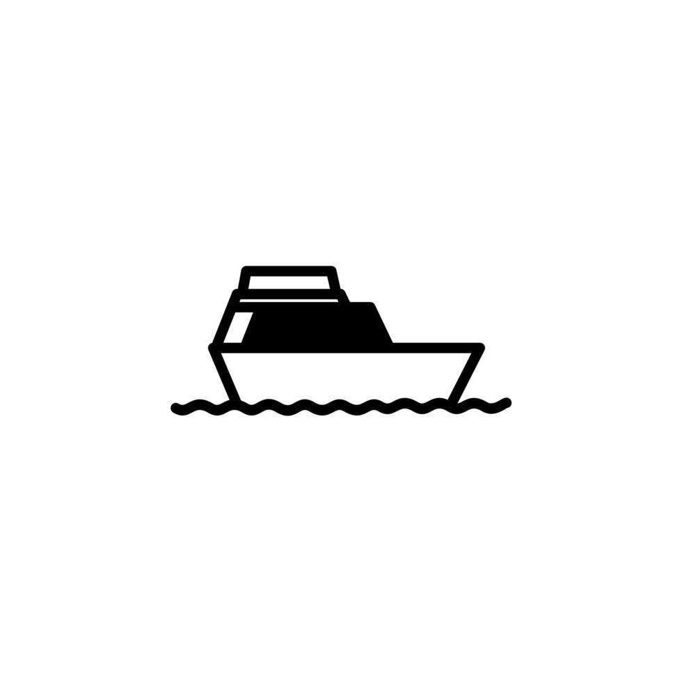 Ship, Boat, Sailboat Solid Line Icon Vector Illustration Logo Template. Suitable For Many Purposes.