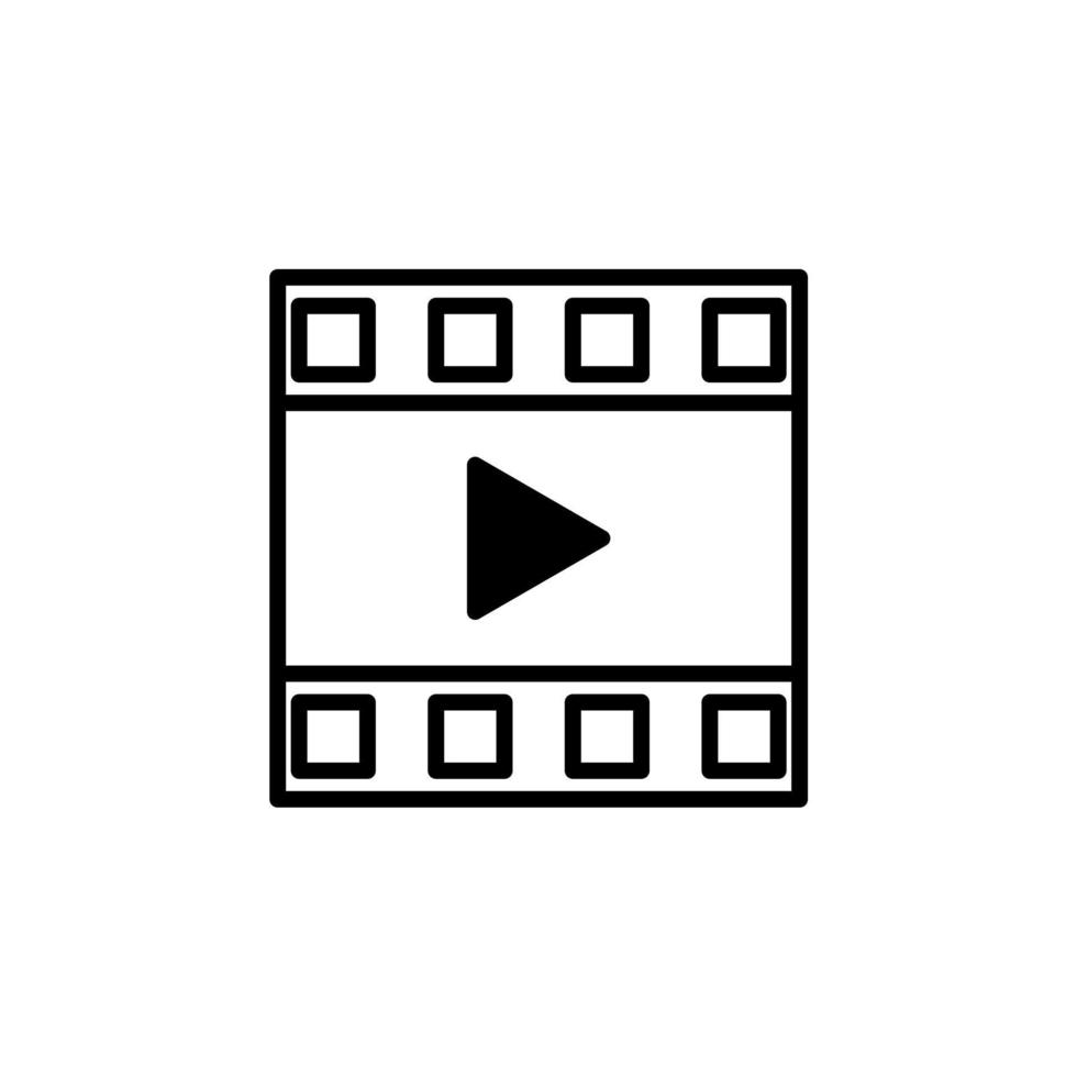 Video, Play, Film, Player, Movie Solid Line Icon Vector Illustration Logo Template. Suitable For Many Purposes.