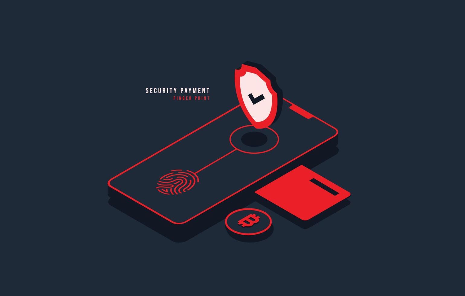 Security payment concept, Internet banking technology, High level smart payment security. E-Wallet and E-payment isometic vector