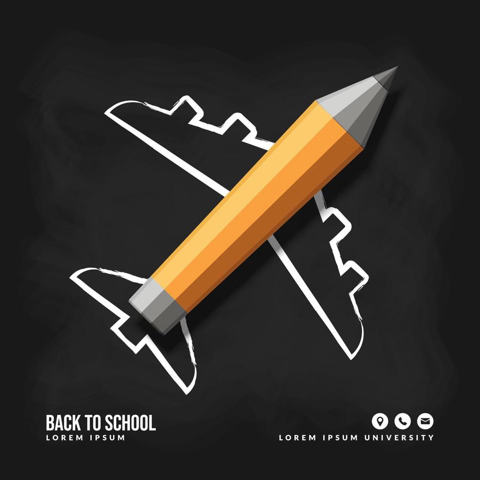 Pencil Plane take off background vector design, Concept of Back to school for invitation poster and banner