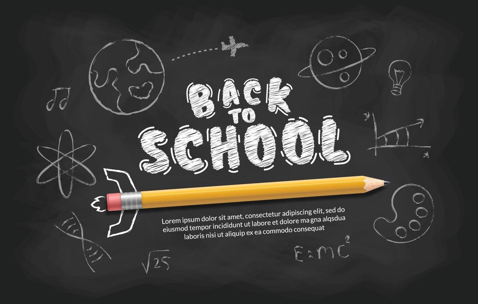 Realistic Pencil in form of rocket launcghing background, Concept of Back to school for invitation poster and banner vector