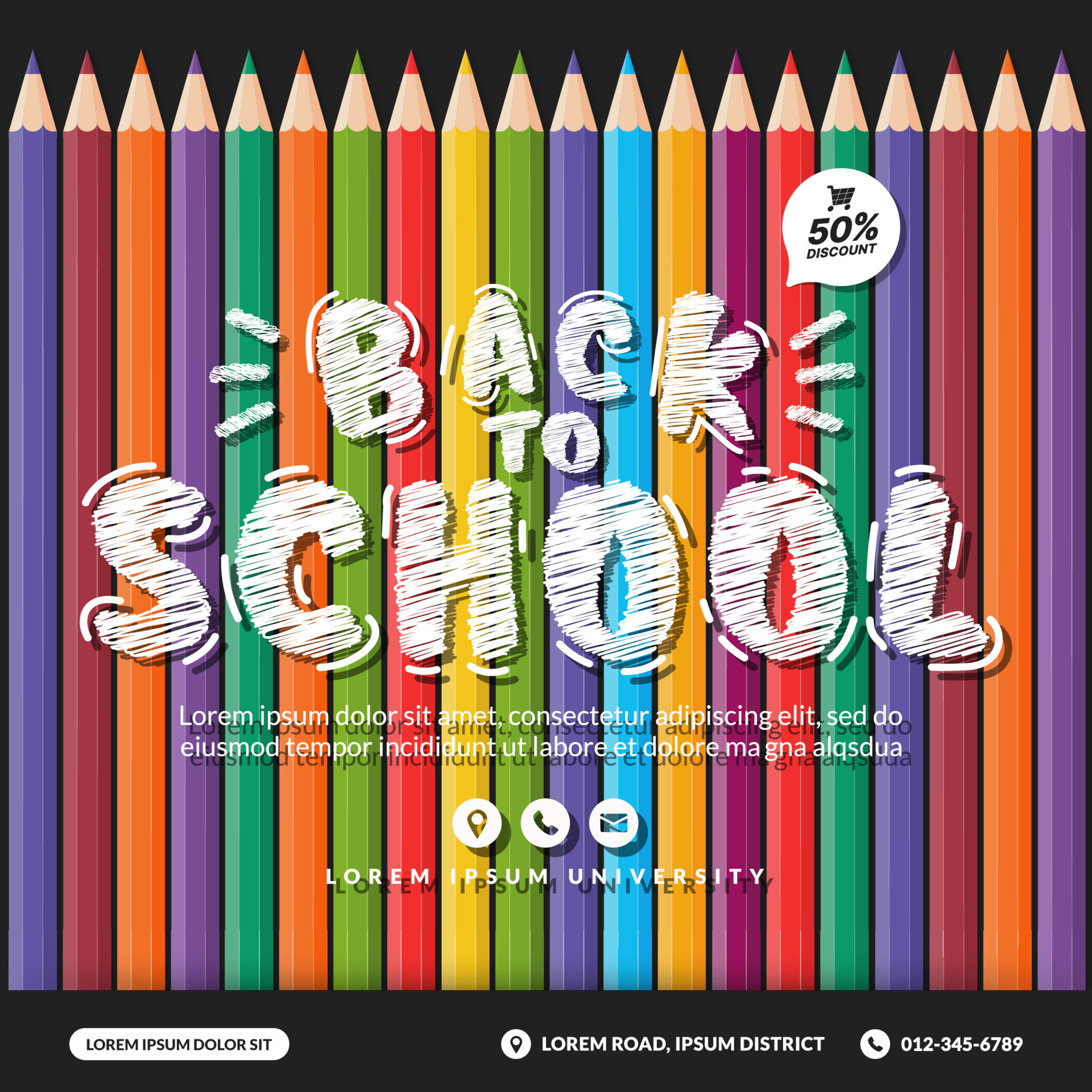Welcome back to school background with colorful pencils, Concept of  education templates for invitation, banner and poster 7502060 Vector Art at  Vecteezy