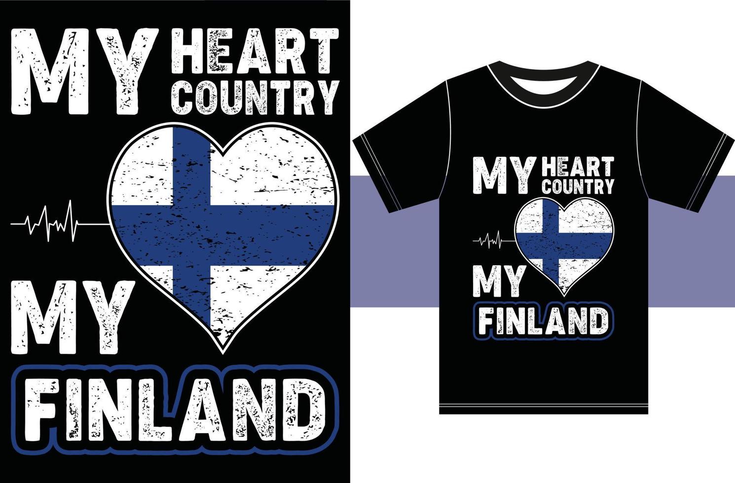 My Heart, My Country, My Finland. Typography Vector Design