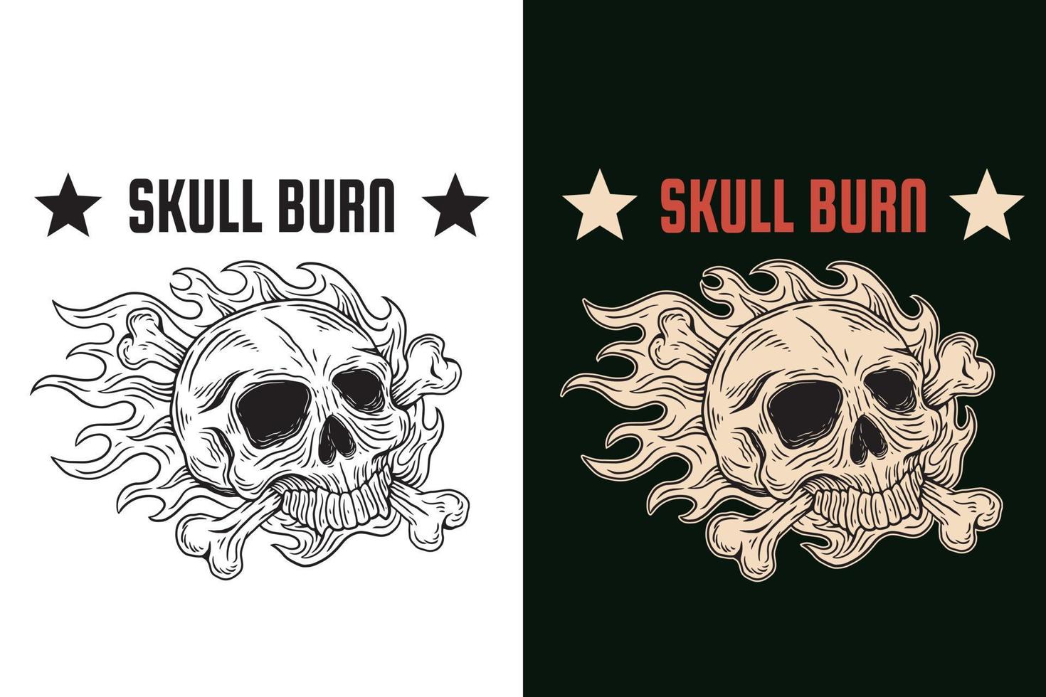 Set Dark illustration Skull Bones Head Hand drawn Hatching Outline Style Mystical Celestial Symbol Tattoo Merchandise T-shirt Merch vintage vector