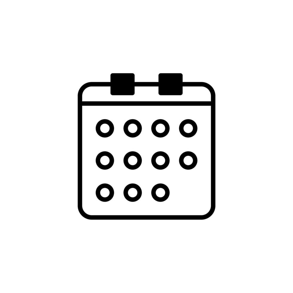 Calendar, Schedule, Date Solid Line Icon Vector Illustration Logo Template. Suitable For Many Purposes.