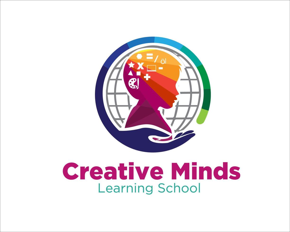 mind child care learning school logo designs simple modern vector