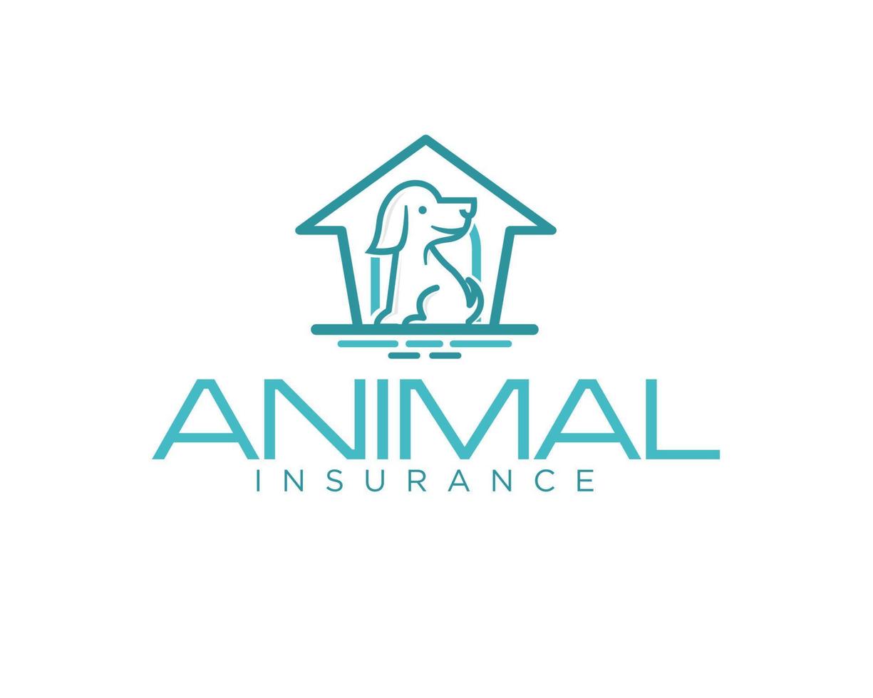 logotipo de seguro animal diseña icono y símbolo vector minimalista