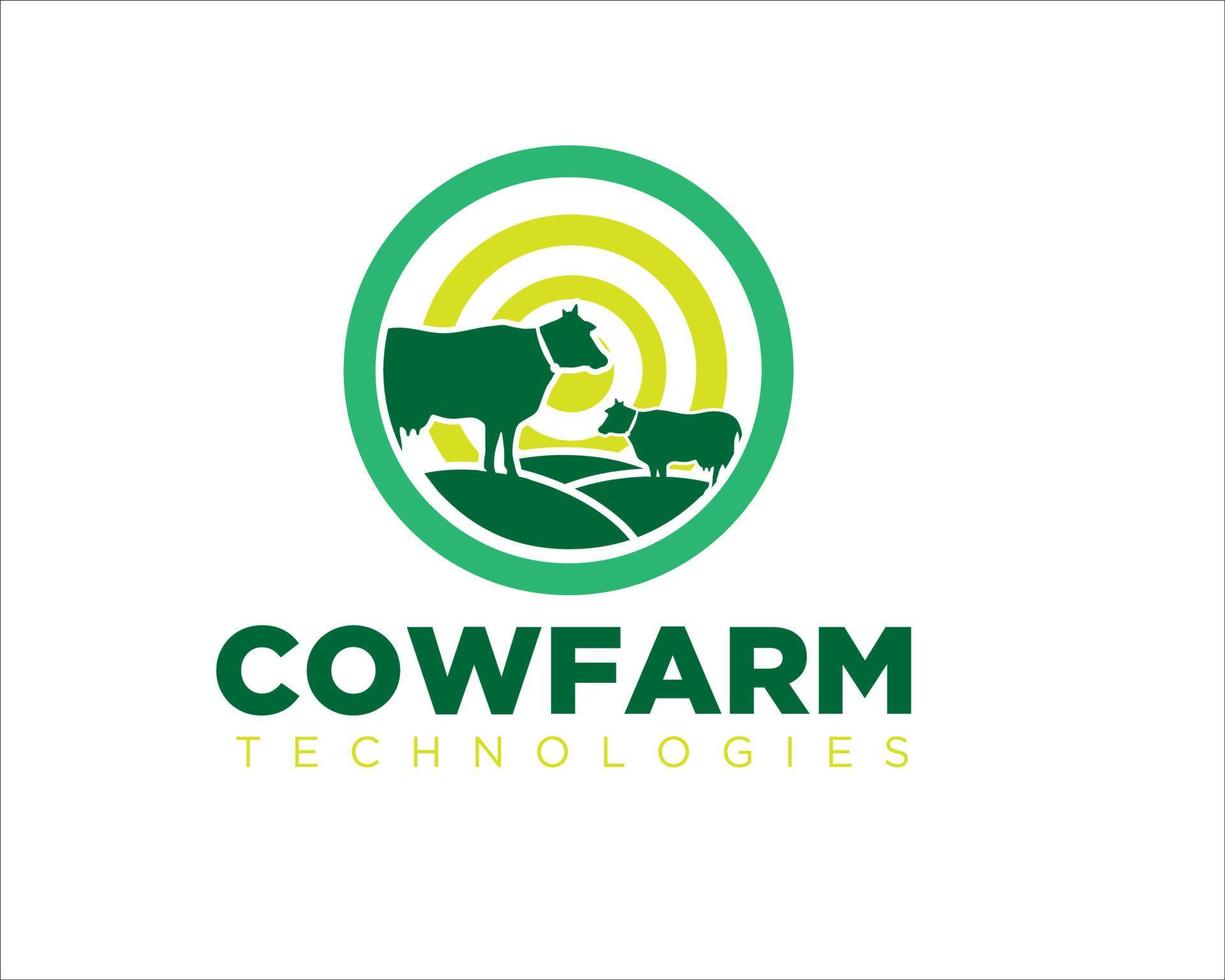 cow farm logo designs tech ICON and symbol minimalist vector