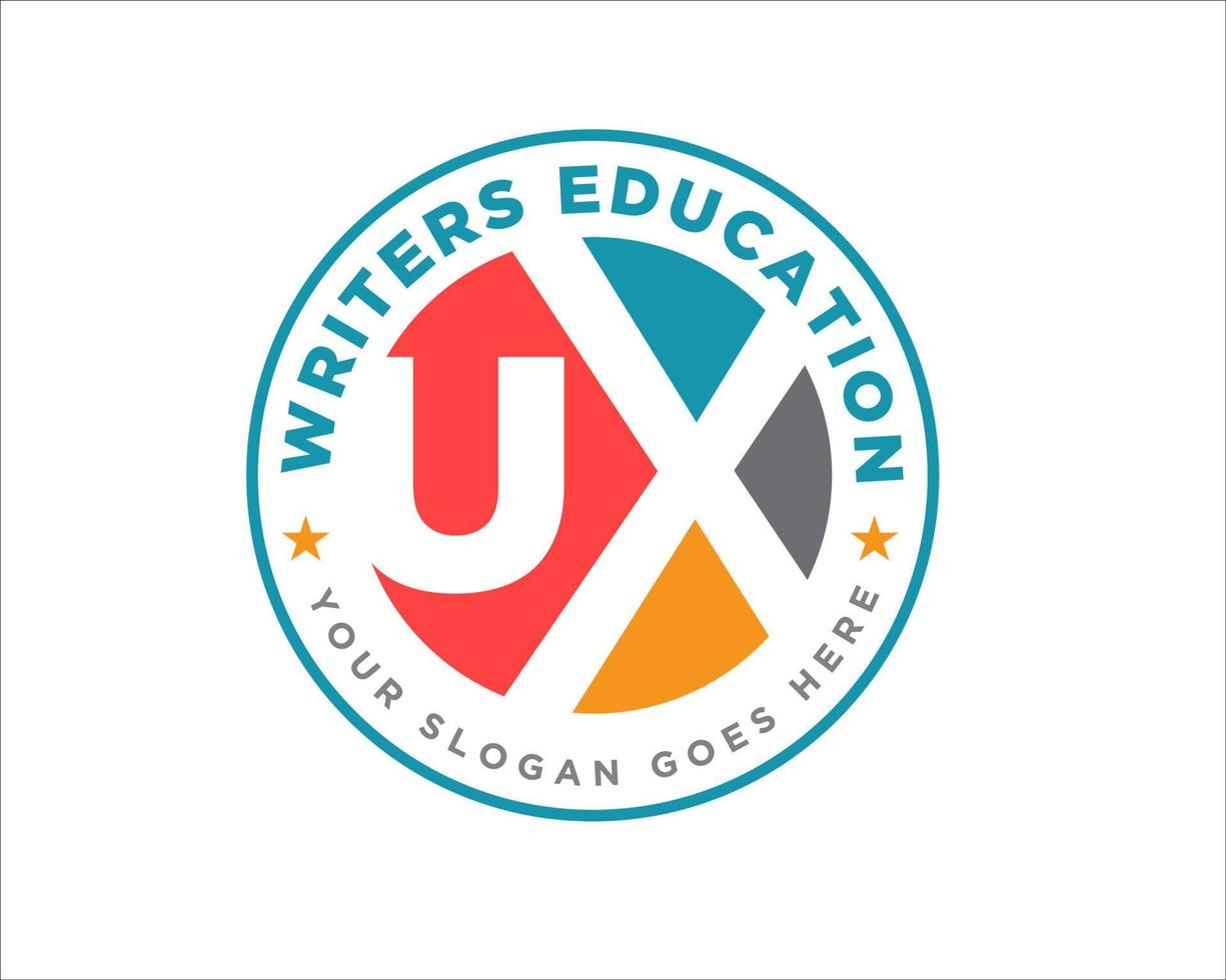 u x writer logo designs for business and education logo vector