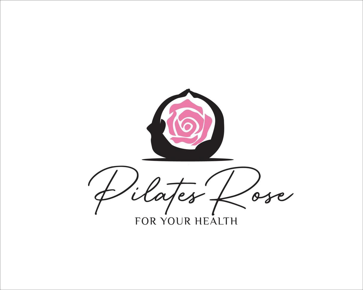 pilates rose logo design simple modern for healthy and fit vector