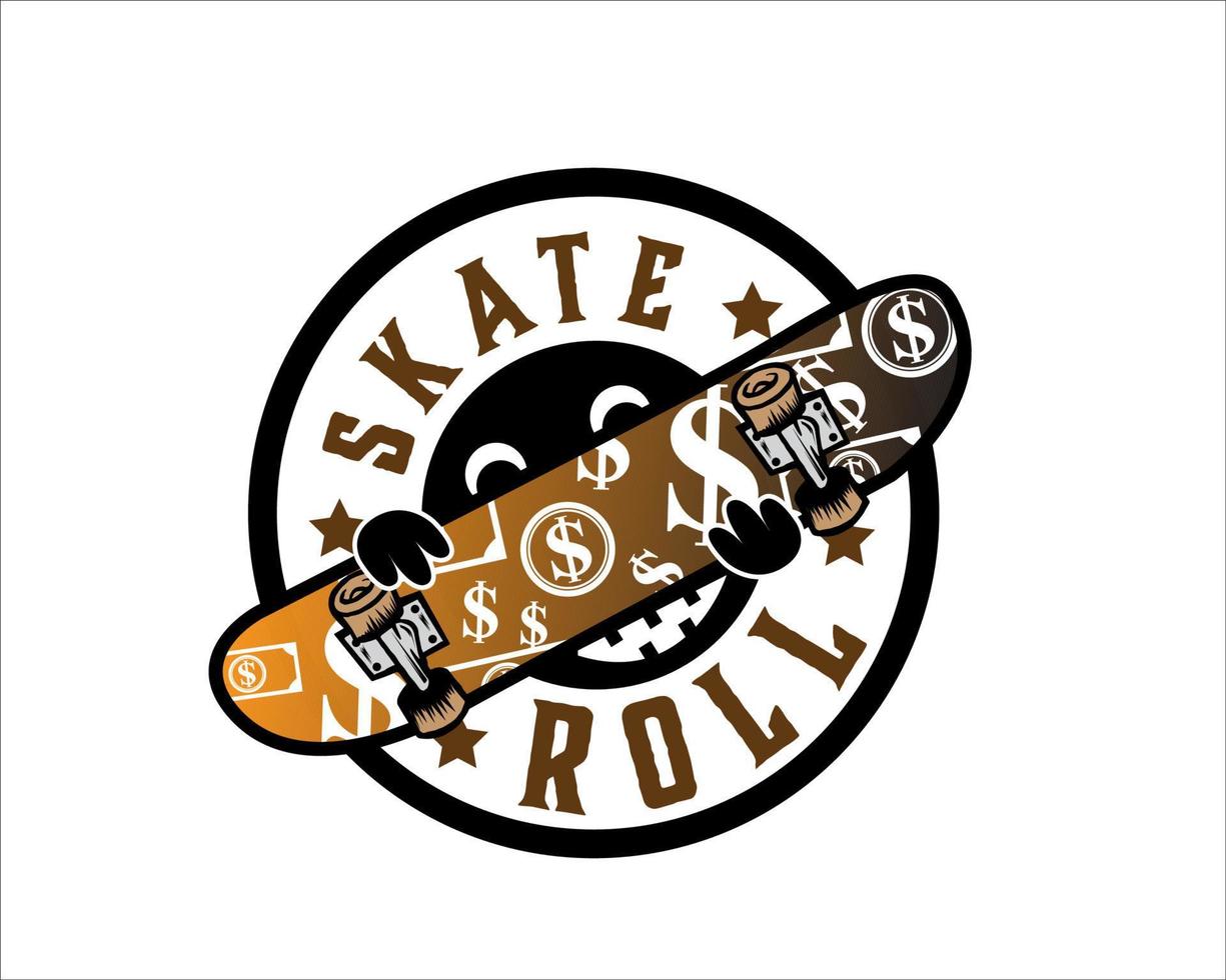 skate board roll logo designs for service simple modern vector