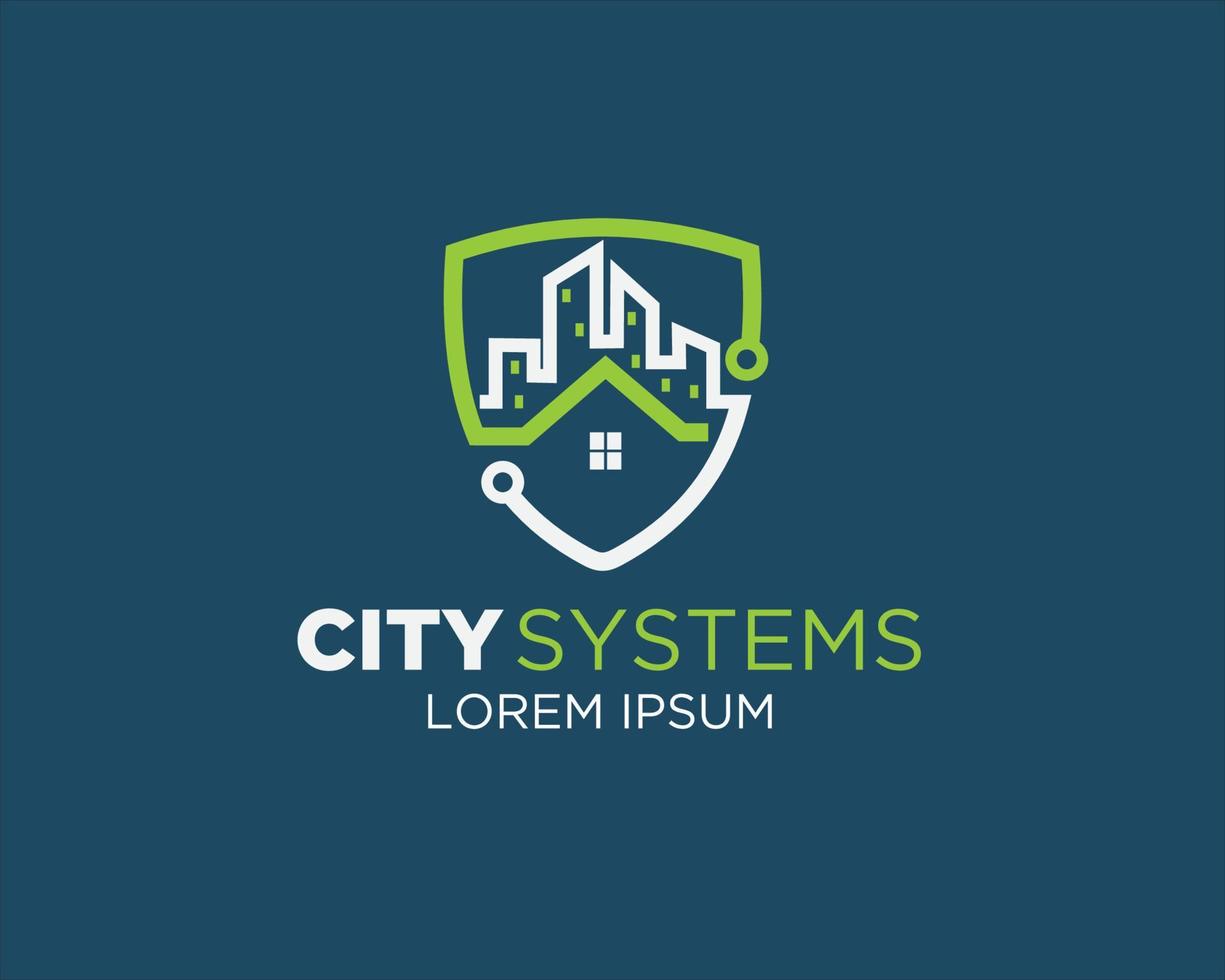 diseños de logotipos de tecnología de la ciudad vector minimalista moderno simple a icono y símbolo