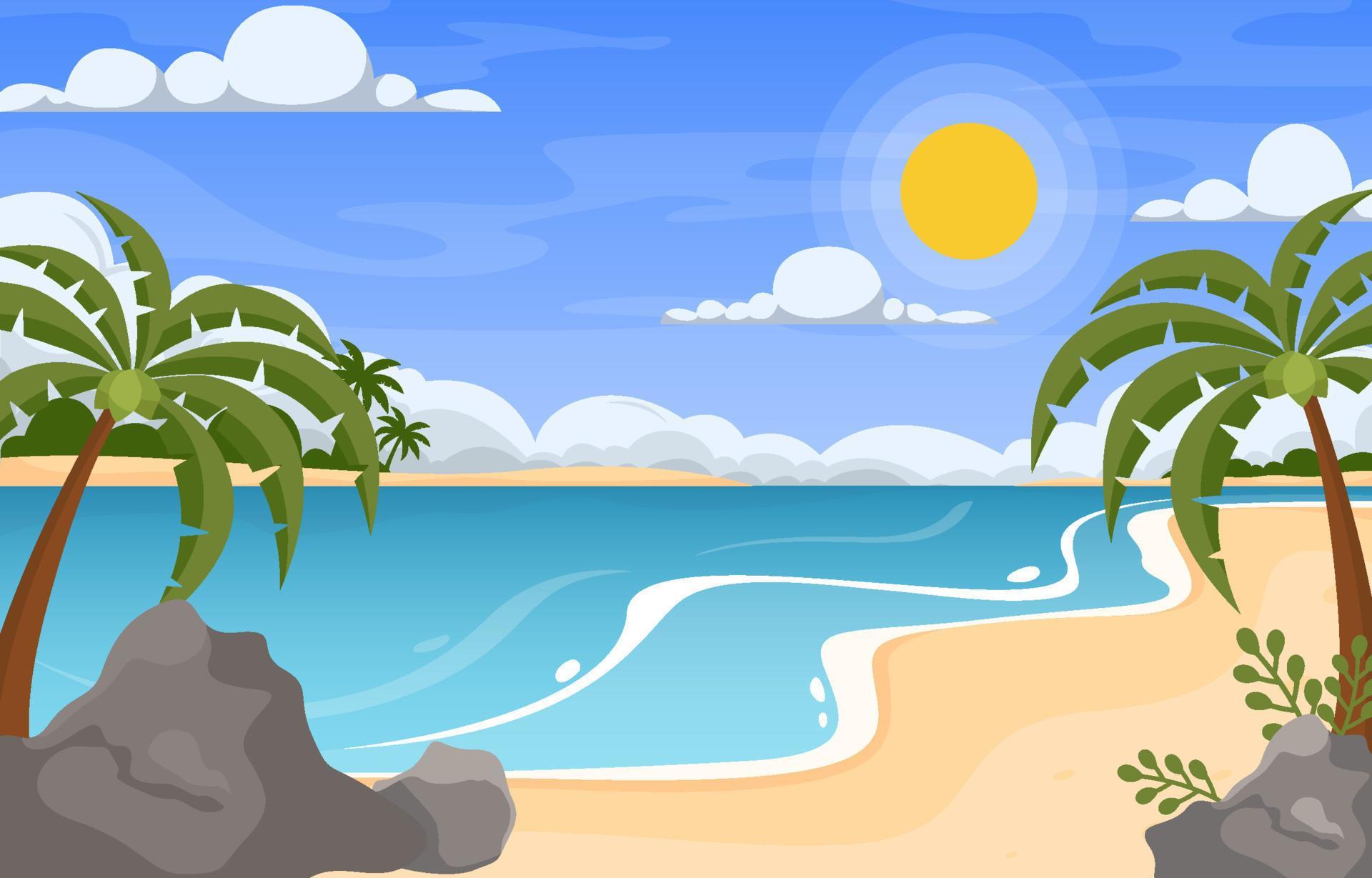 Beach Scenery During Summer Background 7502758 Vector Art at Vecteezy