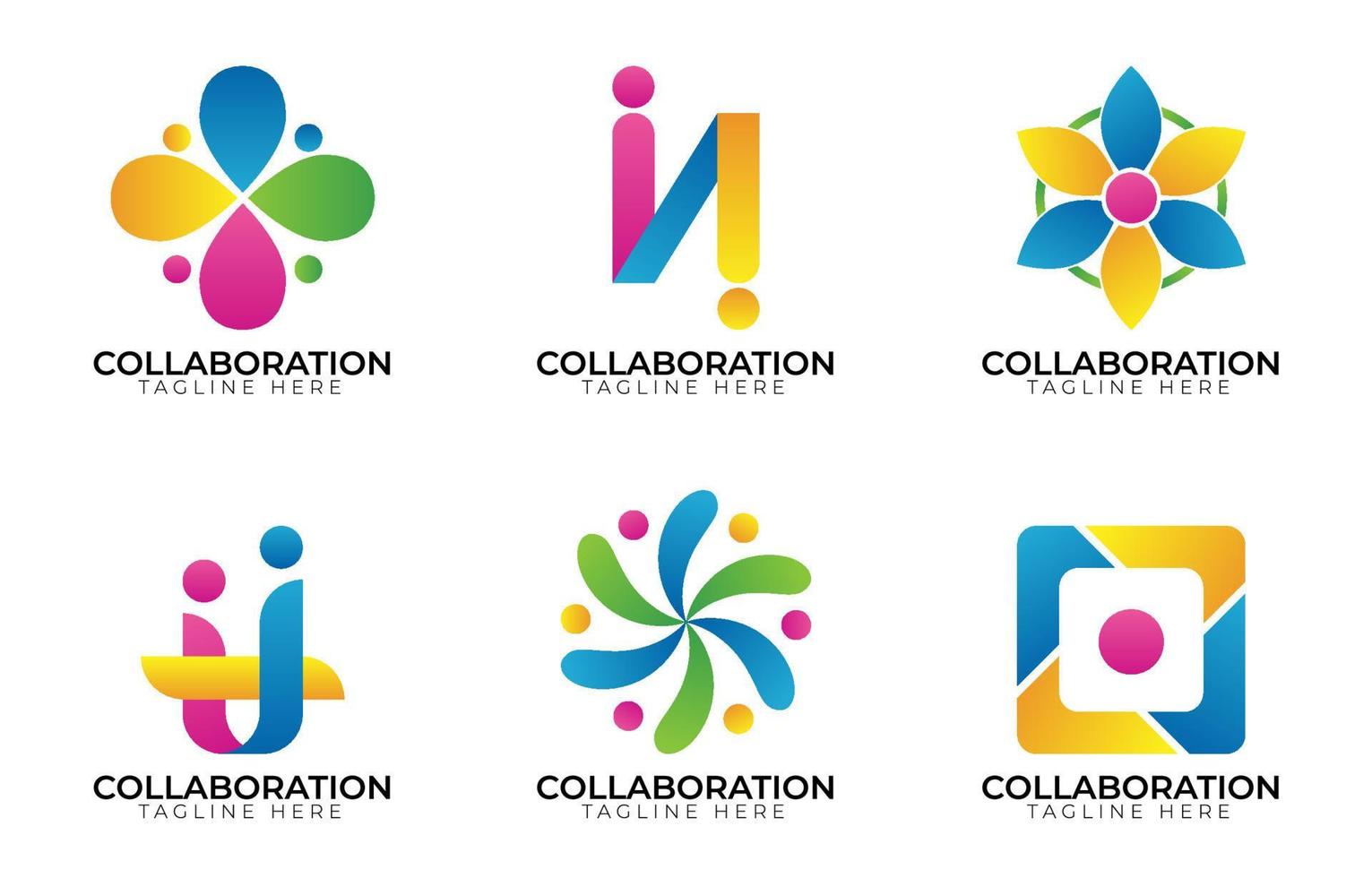 colección de conjunto de colaboración de logotipo de empresa vector