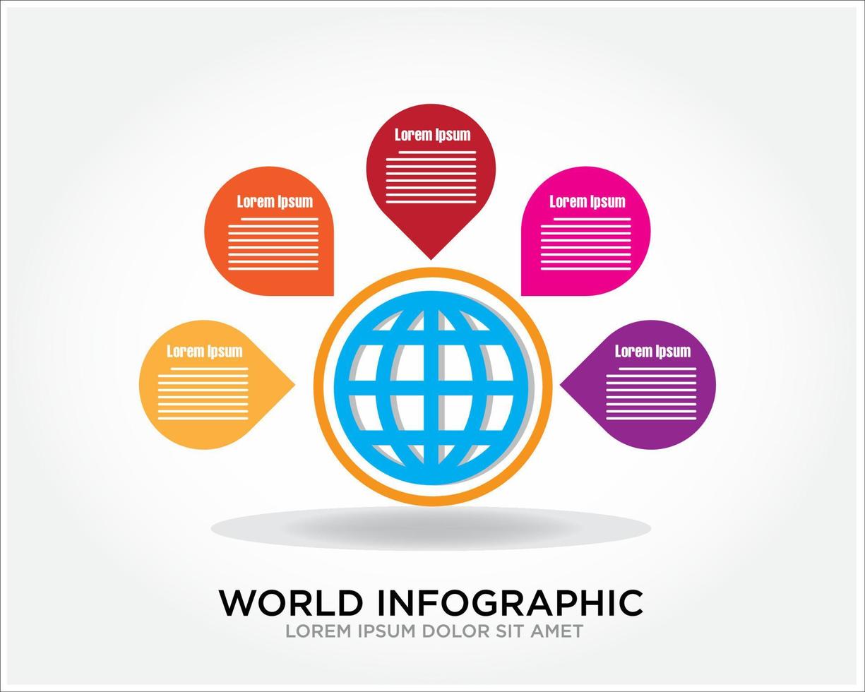 plantilla gráfica de información mundial simple vector plano moderno