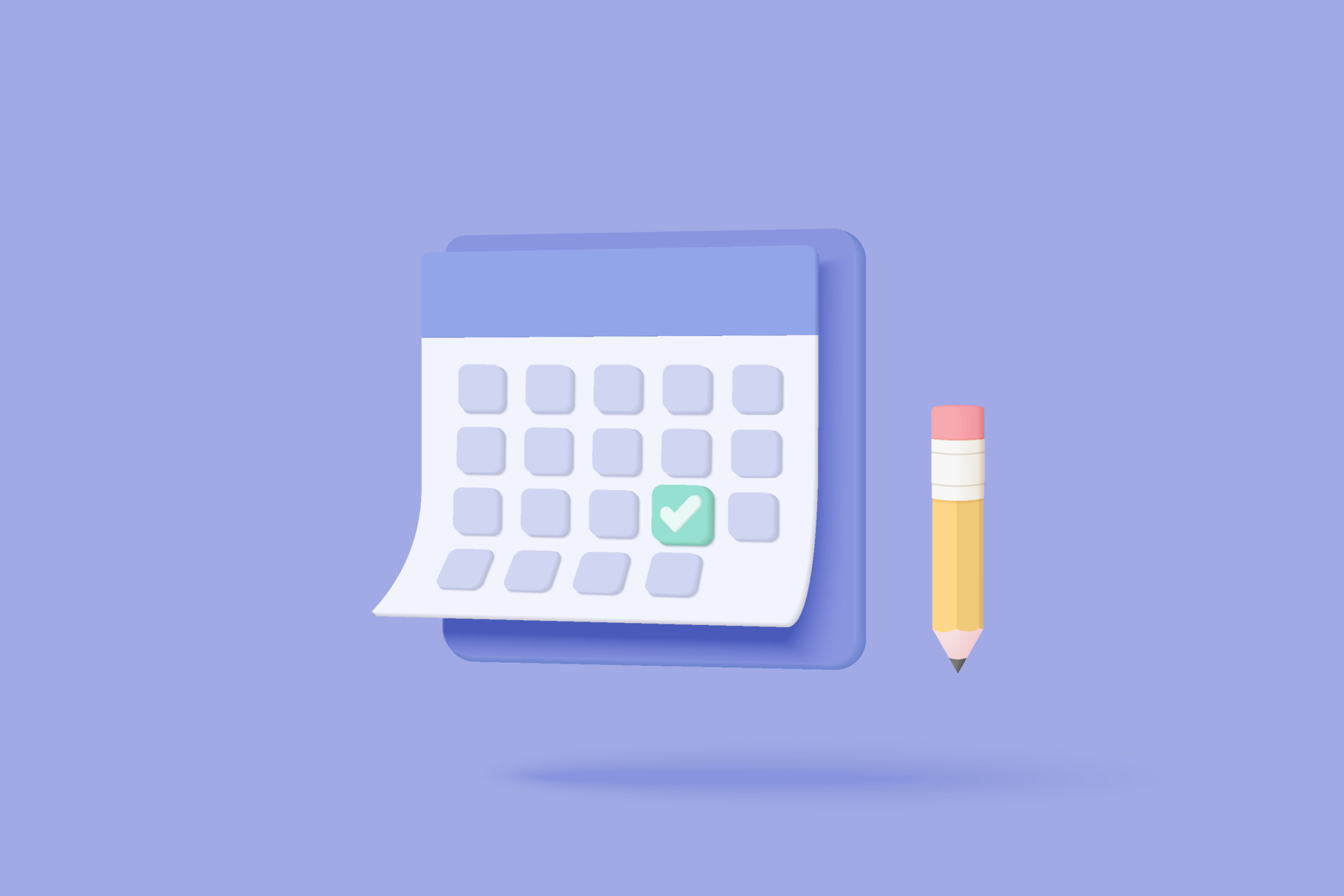 3d calendar marked date for important day in blue background. Calendar