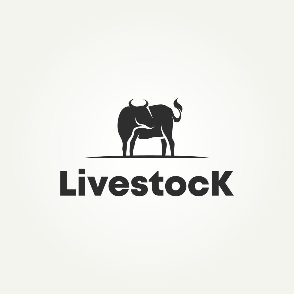 silhouette cattle angus cow livestock logo design vector