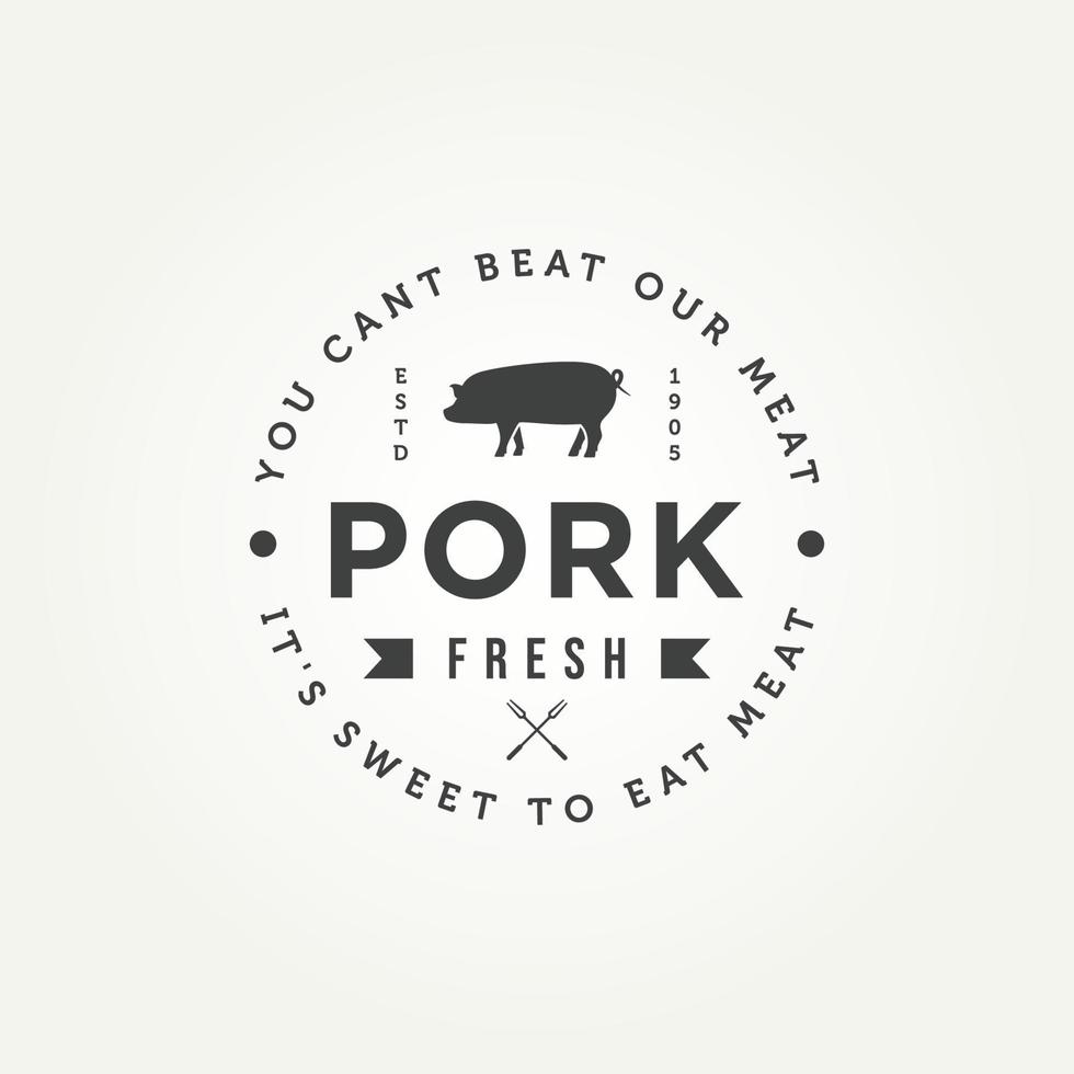 vintage pork pig restaurant meat shop badge logo vector