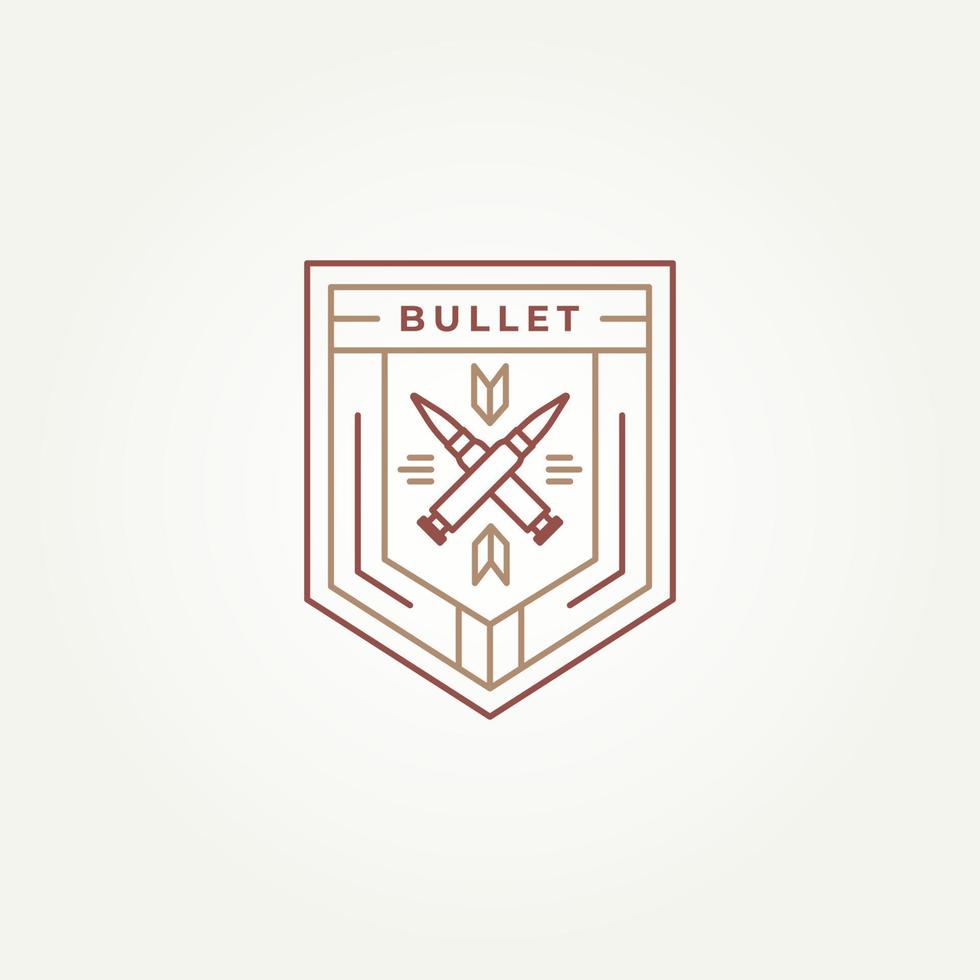 letter x bullet ammunition line art badge logo vector