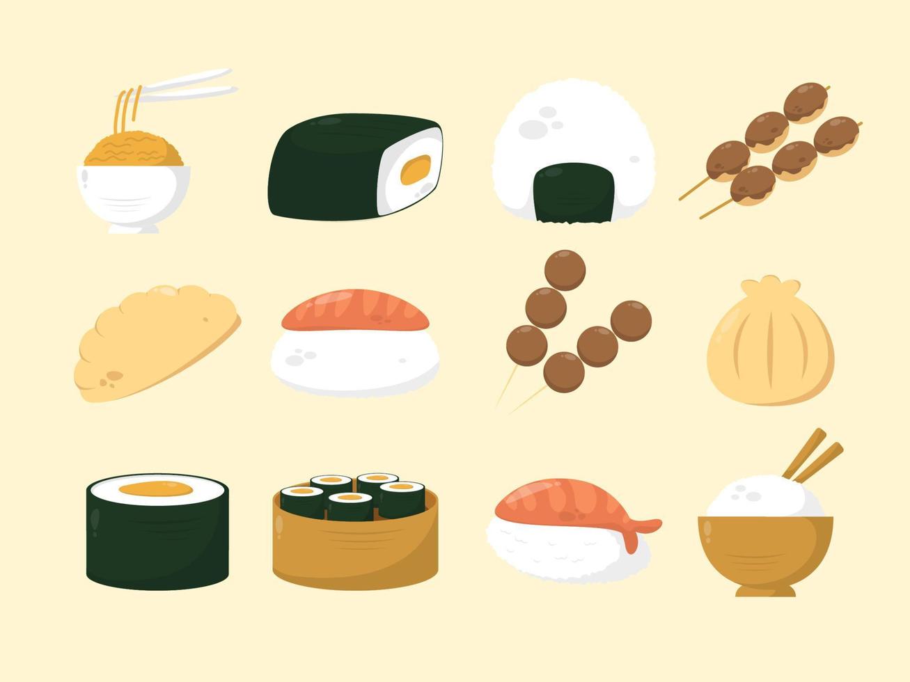 Asian food and snack menu vector