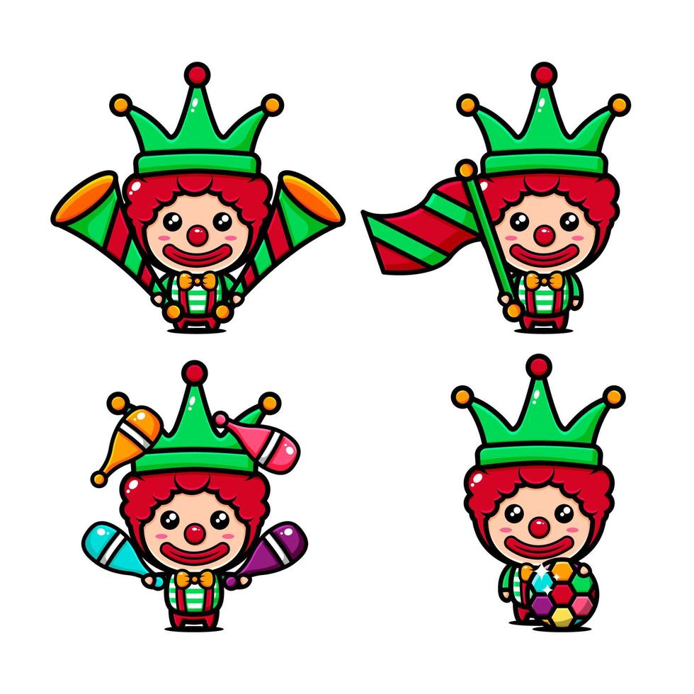 Cute circus clown character design themed circus show vector