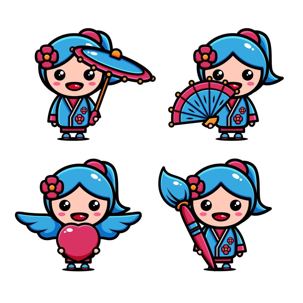 cute little princess character design with many expression vector