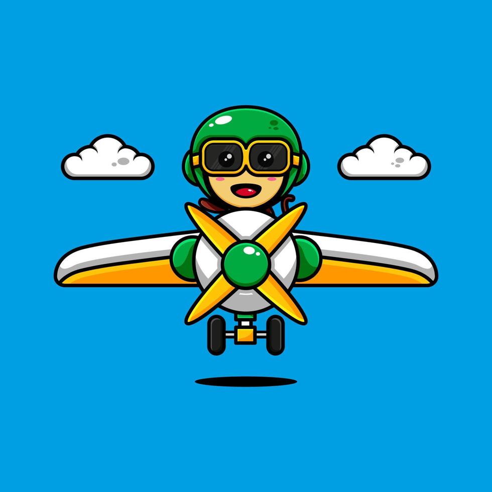 cute monkey character design themed playing a plane vector