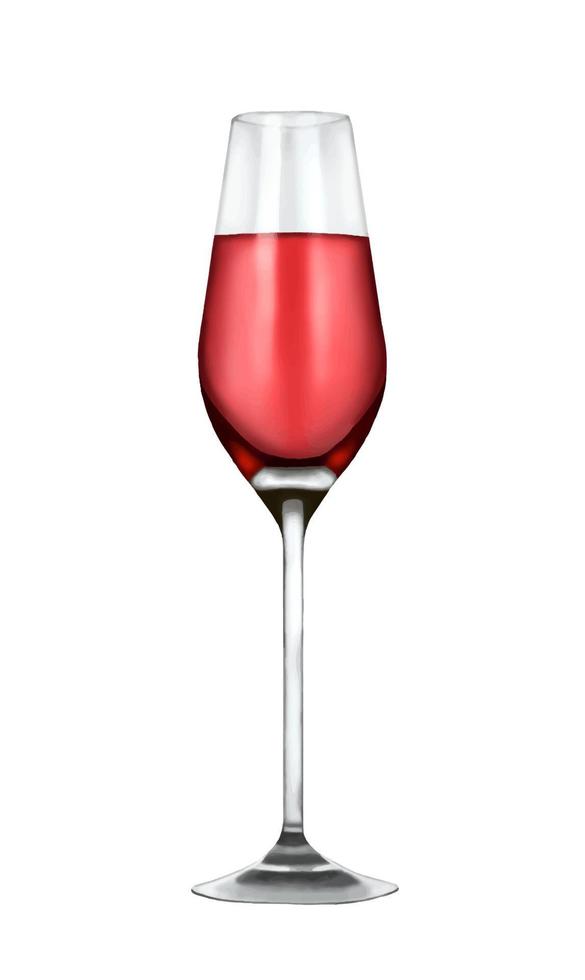 Red wine in a glass, made in a realistic style. vector