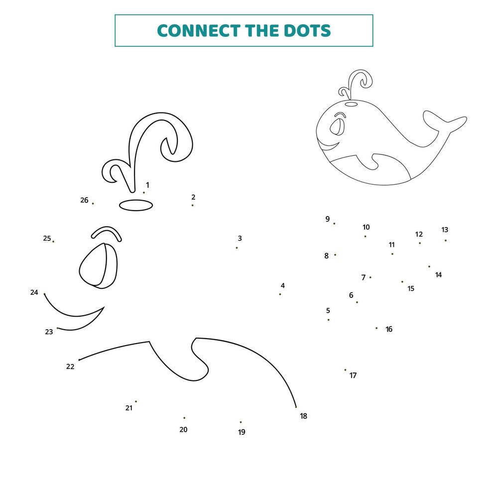 Connect the dots for the whale. vector