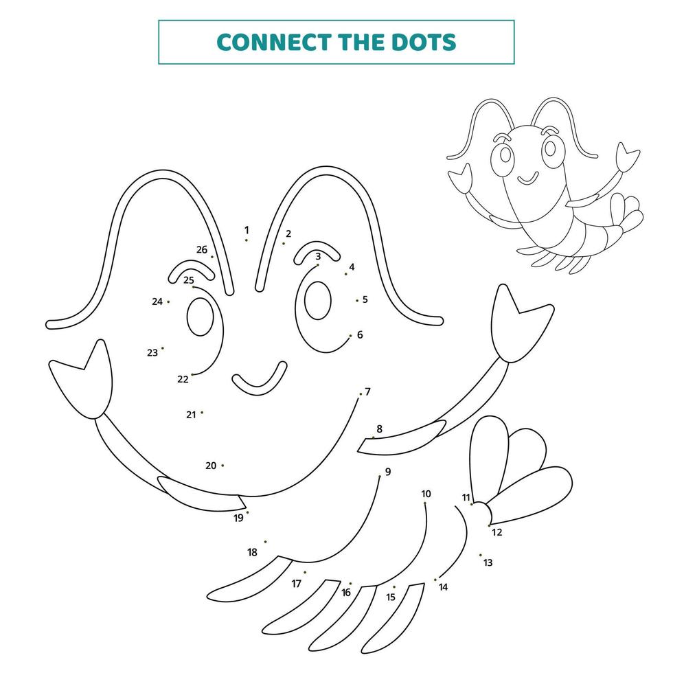 Connect the dots for the shrimp. vector