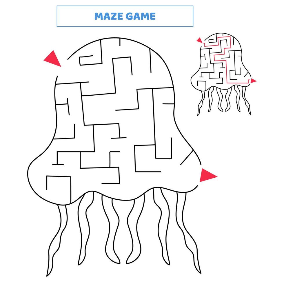 Maze game for kids with jellyfish vector