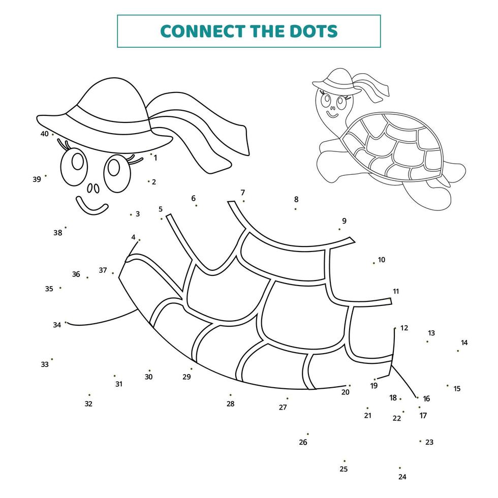 Connect the dots for the turtle. vector