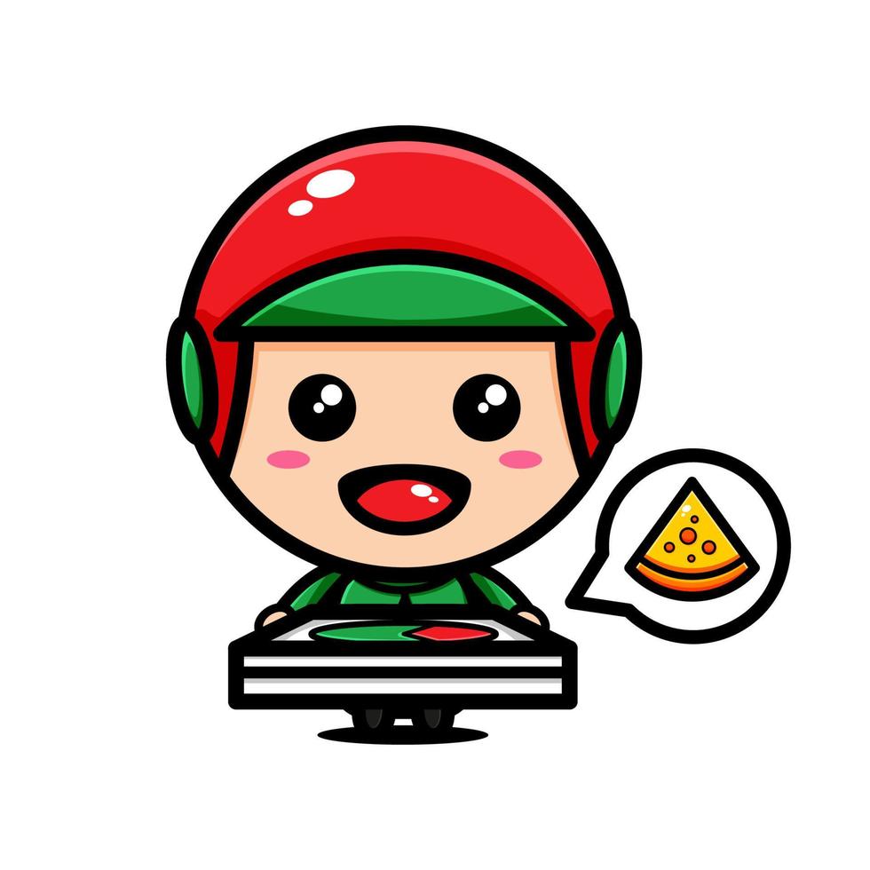 lindo diseño de personajes de mensajería con el tema tomar una pizza vector