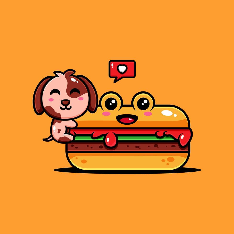 cute puppies character design themed delicious hotdog vector