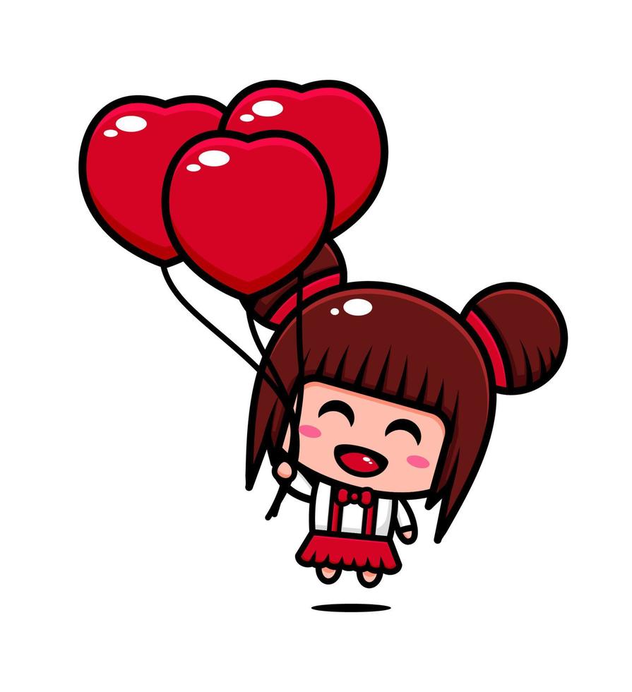 Cute student girl character design themed falling in love vector