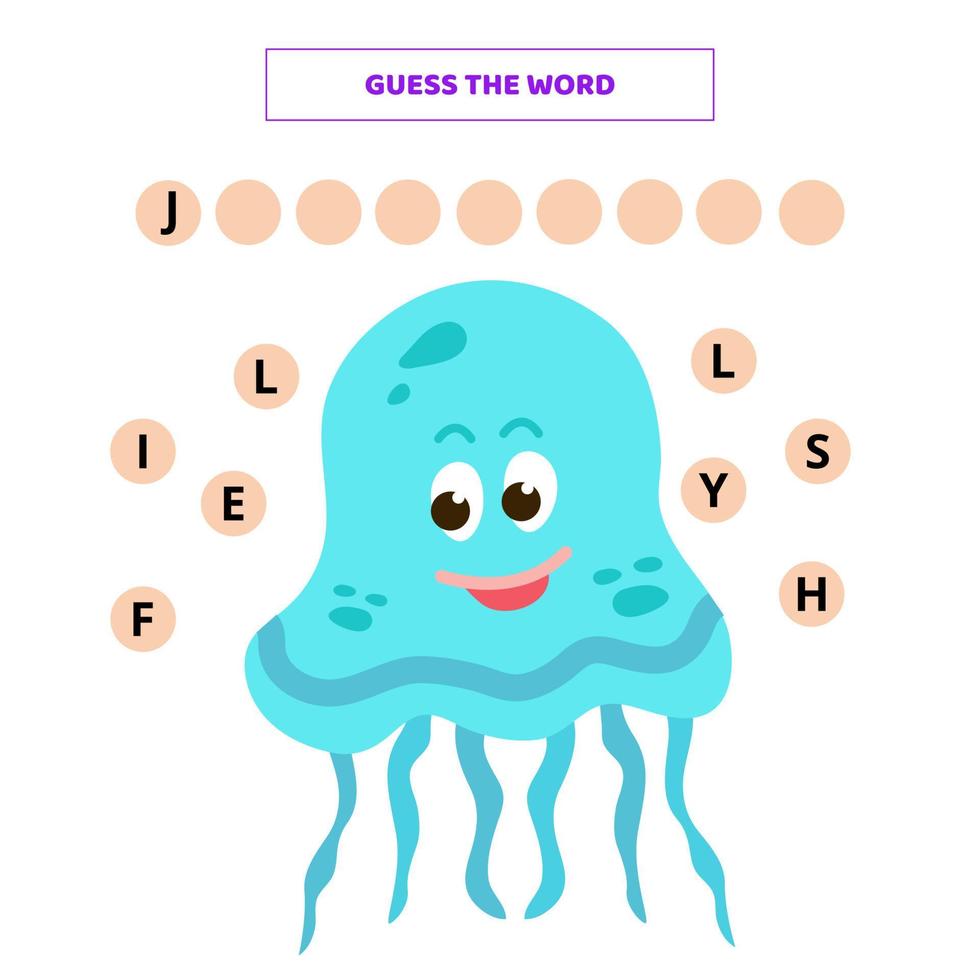 Guess the word. Educational game for kids. vector