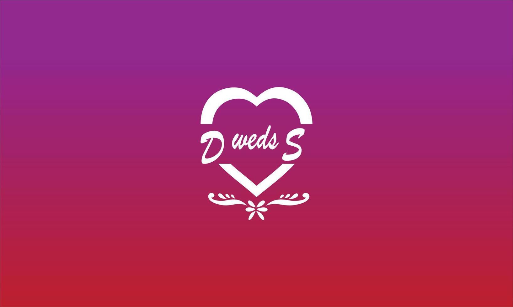 Alphabet D and S Logo couple name for wedding save the date monogram bride and groom vector