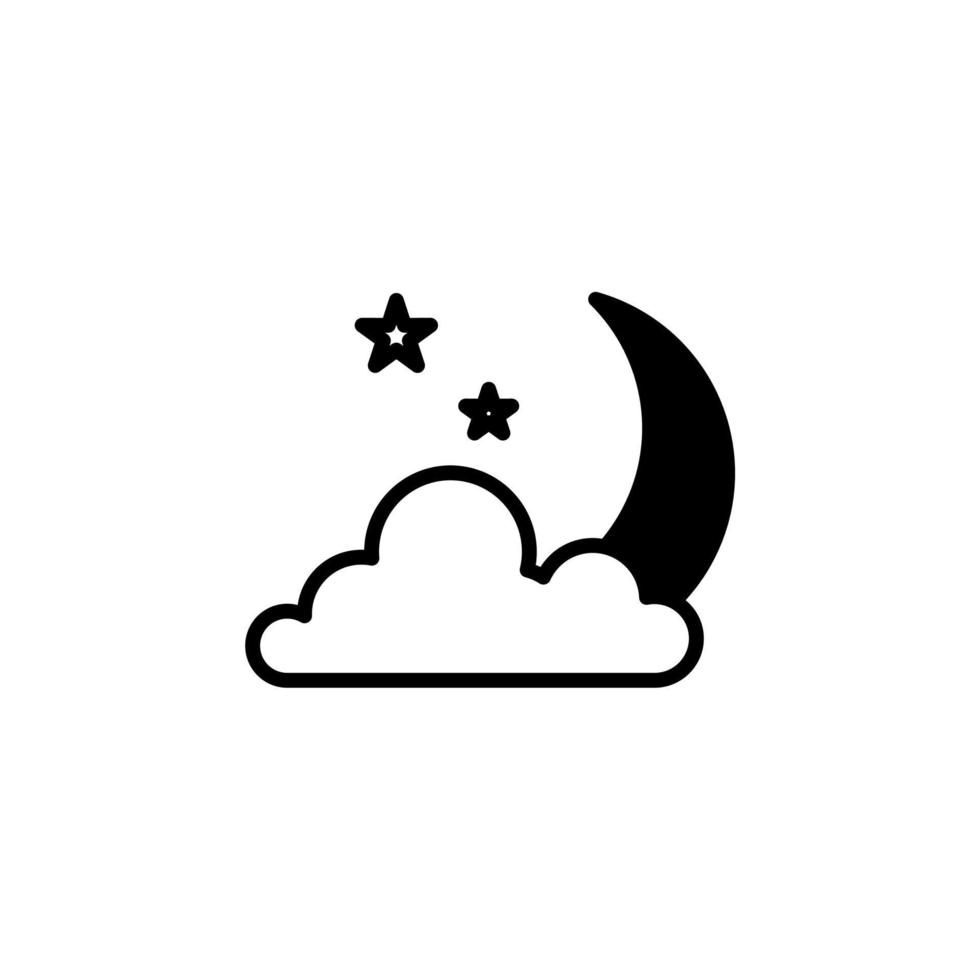 luna, noche, luz de luna, plantilla de logotipo de ilustración de vector de icono de línea sólida de medianoche. adecuado para muchos propósitos.