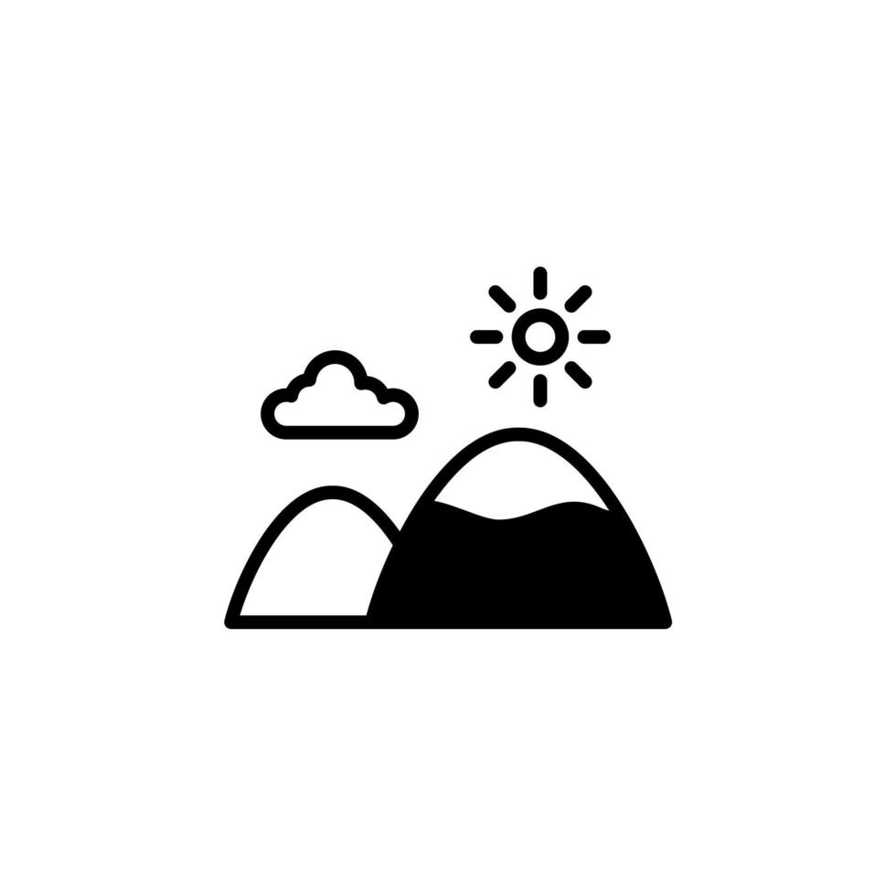 Mountain, Hill, Mount, Peak Solid Line Icon Vector Illustration Logo Template. Suitable For Many Purposes.