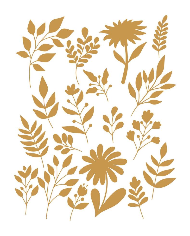 Collection of Silhouette Shape of Leaf and Flower vector