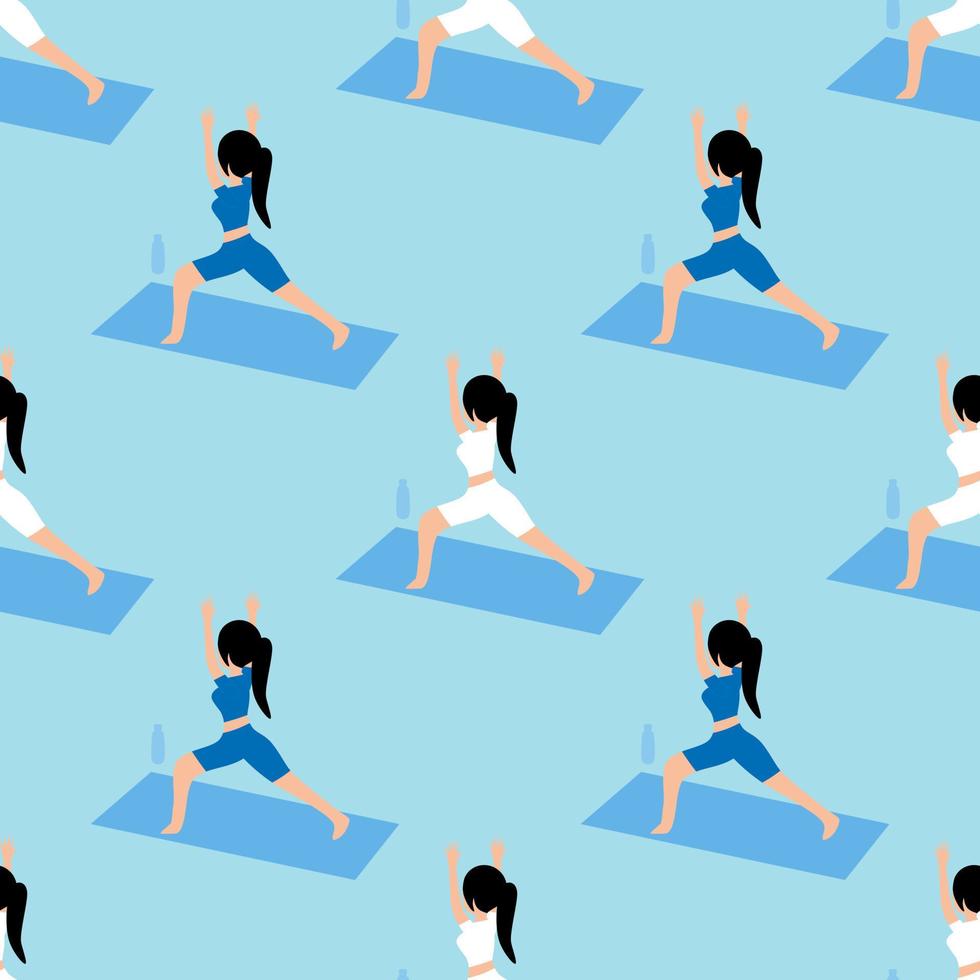 Seamless pattern with yoga. Good health and good society. Vector illustration.
