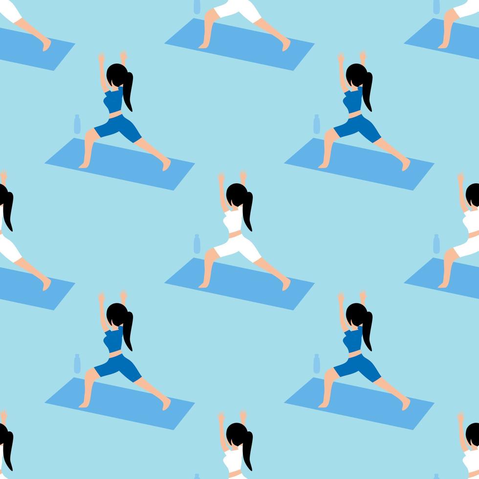 patrón sin costuras con yoga. buena salud y buena sociedad. ilustración vectorial vector