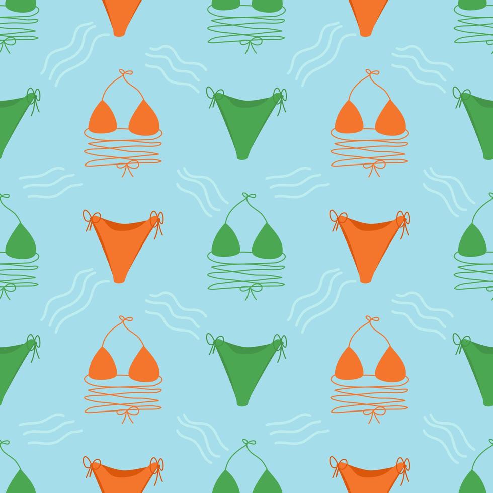 Summer decoration pattern. Seamless pattern with summer. Sea and bikini. vector