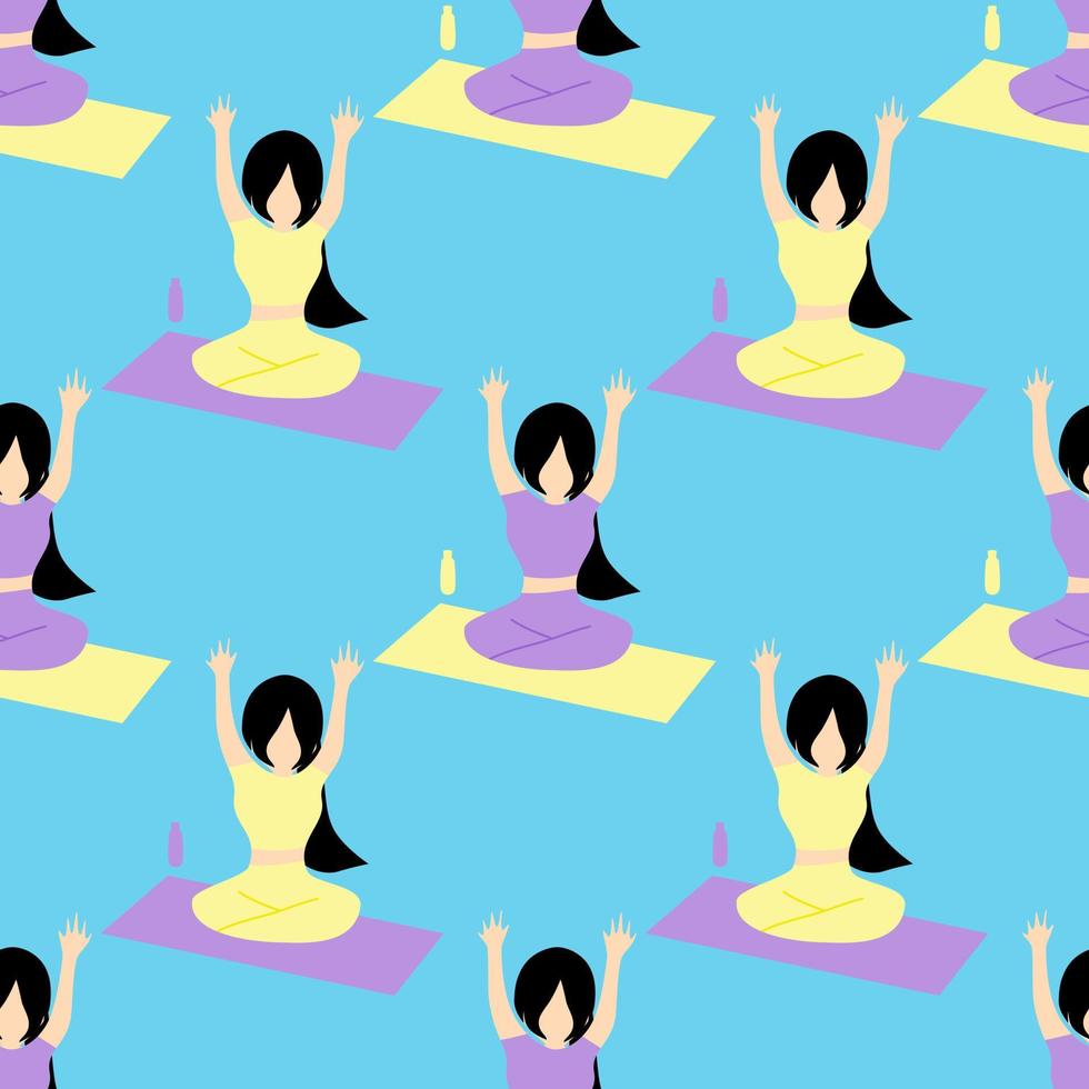 Seamless pattern with yoga. Good health and good society. vector