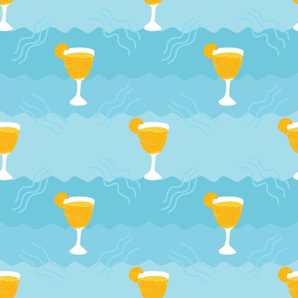Seamless pattern with summer. Blue background with sea wave pattern. Decorative pattern. vector