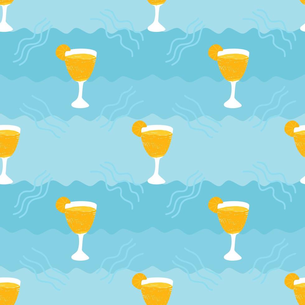 Seamless pattern with summer. Blue background with sea wave pattern. Decorative pattern. vector